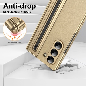 Étui de téléphone portable en cuir électroplaqué de luxe pour Samsung <span class=keywords><strong>Z</strong></span> Fold 3 <span class=keywords><strong>4</strong></span> 5 6 W25 avec stylet intégré et film de protection en verre - Product Image 4
