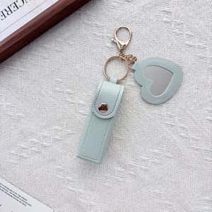 Portable <b>Lipstick</b> Pouch Bag Cosmetic Small Mirror Heart Shape Gift Lip Oil Case Bag PU Keychain Lipgloss Holder - Product Image 4