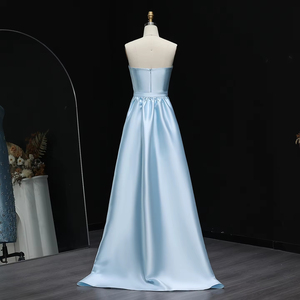 Lsz013 <span class=keywords><strong>Elegantes</strong></span> <span class=keywords><strong>Vestidos</strong></span> de Noche Azul con Cola, Cinturón y Cristales, <span class=keywords><strong>Vestidos</strong></span> de Fiesta de Boda para Mujer, Jancember - Product Image 2