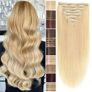Hair Extension Cuticle Aligned Hair Clip in Hair Extension Factory Wholesale Raw Malaysian Premium Quality Seamless Customized