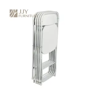 JJY-ZDY-B009 Chic White Plastic Folding Chairs for Events Stackable Lightweight Durable Metal Frame