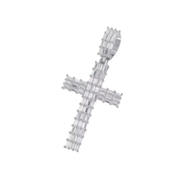 Hiphop Bijoux Nouveaux Hommes Charmes Glacé Zircon Bling Baguette Or Argent Couleur Cz Croix Pendentif