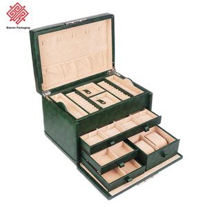 Baoren Fabricant De Luxe Trois Couches PU Bijoux Bracelets Boucles D'oreilles Affichage Boîtes De Rangement En Gros Bijoux Organisateur Boîte - Product Image 2