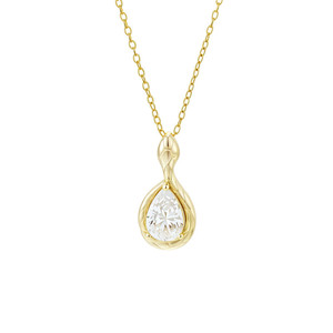 Collar con Colgante de Serpiente de Plata de Ley Chapada en Oro y Rodio para Mujer, con Circonita en Corte Pera y Engaste de Garra, Estilo Moderno - Product Image 2
