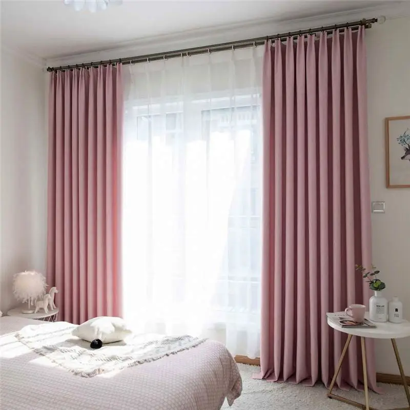 Hot Sale Hersteller Pink Blackout Vorhang Stoff Jacquard Baumwolle Flamm hemmend Hausbett Black Out Kunstseide Vorhänge