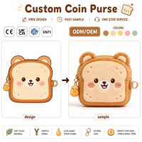 Sac à dos unisexe en peluche de coton PP personnalisé à faible MOQ, motif pain vapeur, doux, en forme de nourriture, pochette zippée, porte-monnaie, promotion restaurant, CE