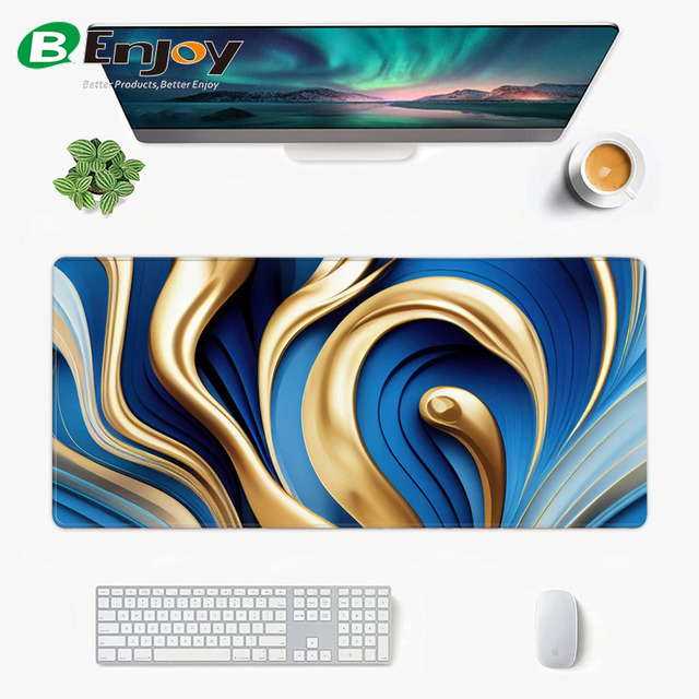 900x400x4mm Marble Texture Gaming Mouse Pad Keyboard Desk Mat Waterproof Large Band Stitched Edges Durable Rubber Material Stock