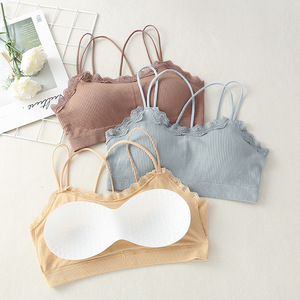 Ladies Wire Free Push up Breathable Lace Sports Bra Sexy Solid Color Women's Underwear Thin Shoulder - Product Image 4