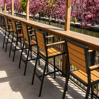 Ensemble de salle à manger en aluminium et polybois pour intérieur et extérieur, tables et chaises en bois plastique durable résistant aux intempéries, style teck