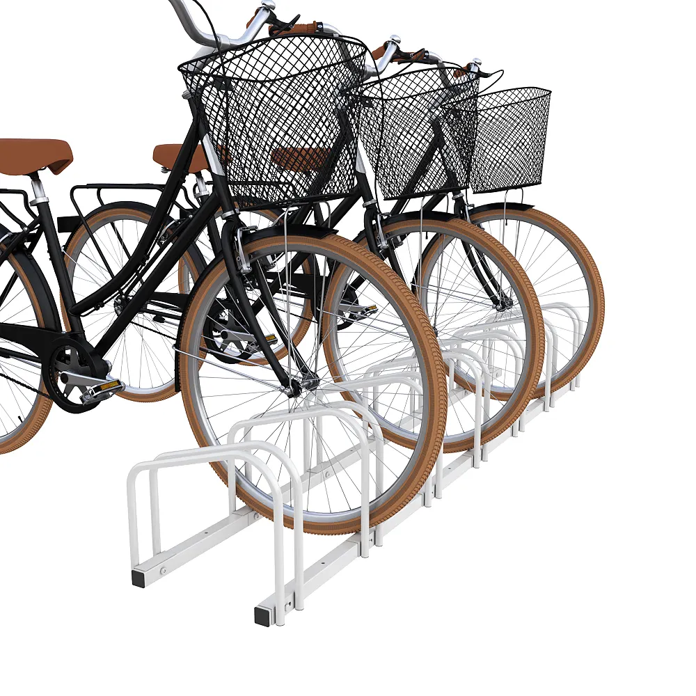 Şehir projesi özel bisiklet çelik 6 birim ayarlanabilir açık tek yan zemin standı bisiklet park raf ekran