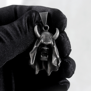 Colgante de acero inoxidable para collar de fiesta, colgante gótico, fantasma, <span class=keywords><strong>muerte</strong></span>, reaper grim, diablo, Cráneo, vampire, colmillos y cuernos, hip hop - Product Image 6