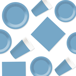 DAMAI - Juego de Vajilla Desechable de Papel Color Azul Bebé para Fiestas, Platos de 7 y 9 Pulgadas, Vasos de Papel y Servilletas - Product Image 2