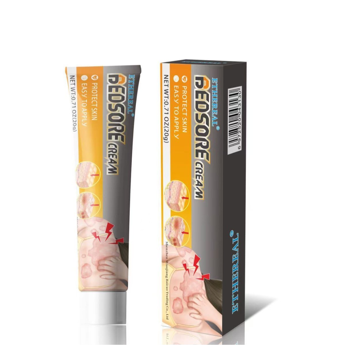 Ethereal BedSore Care Cream – Intensive Moisturizing Skin Protection Cream For Sensitive, Dry And Irritated Skin With Long-Lasting Hydration And Comfort Support (20g)