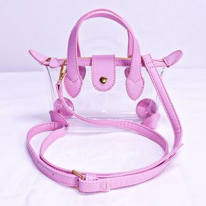 Sac bandoulière vintage en PVC transparent personnalisé pour femme, mini sac de voyage à fermeture éclair, sac de plage réutilisable, imperméable, rouge - Product Image 4