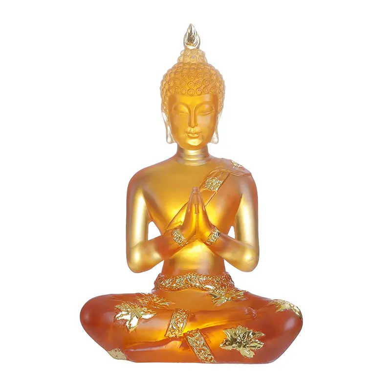 透明な座っている仏像樹脂仏置物彫刻ホームオフィス風水装飾樹脂仏像