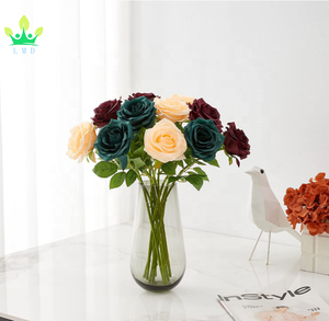 Bouquet de roses artificielles, fleurs ouvertes, tiges de roses pour l'arrangement de mariage, Bouquet de mariée, centre de table, fleurs en soie - Product Image 6