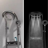Ensemble de douche créatif blanc pour salle de bain avec affichage numérique, robinets thermostatiques, jet de pulvérisation, système de rangement en laiton