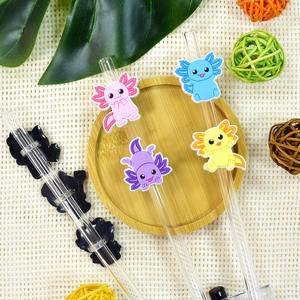 Gran oferta <span class=keywords><strong>PVC</strong></span> suave 8mm colorido dibujos animados salamandra en forma de Clip de paja Linda serie de salamandra decoración de paja accesorios encantadores - Product Image 2