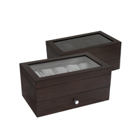 Boîte de montre en bois de luxe double tout en noir exquis de haute qualité produit d'usine personnalisé