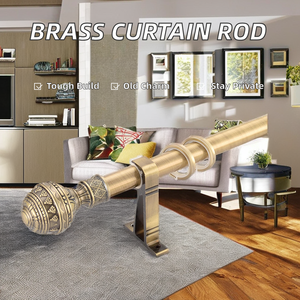 Tringle à rideau simple en laiton antique de 28 mm avec <span class=keywords><strong>accessoires</strong></span>, décoration de fenêtre rustique en acier inoxydable, matériaux en fer et aluminium en stock pour la maison - Product Image 4