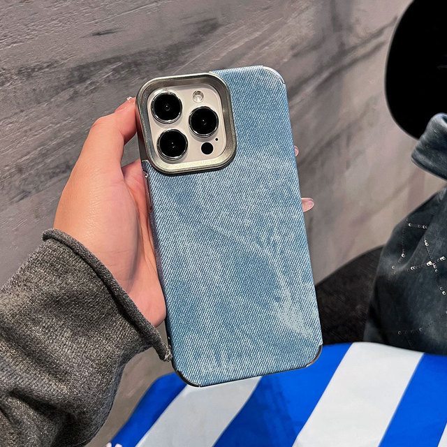 Men Cowboy Denim Shockproof Mobile Phone Cases for Iphone17 16 15 Plus Promax 14 13 12 11 Fabric Texture Protective Back Cover