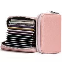 Dompet Wanita Pendek Kulit Asli RFID Mewah Buatan Tangan Mount Yanzhi dengan Logo Kustom, Tempat Kartu Kredit dan Uang Tunai, Ritsleting, Guangdong