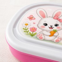 Boîte à lunch en plastique de haute qualité, motif dessin animé, avec couvercle en plastique, écologique, micro-ondable, empilable, à un seul niveau, pour l'école et les sorties des enfants