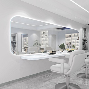 Espejo de Salón en Oferta, Muebles para Salón de Belleza, Estación de Peluquería, Espejo de Estilismo con Almacenamiento, Espejo de Salón Dorado con Luz - Product Image 1