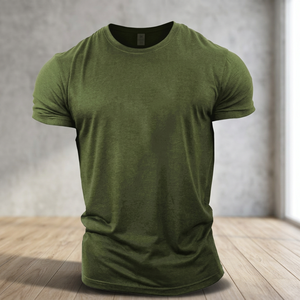 เสื้อยืดผู้ชายแบบกําหนดเองแขนสั้นฤดูร้อนลําลองกีฬายิมท็อปส์คอกลม - Product Image 2