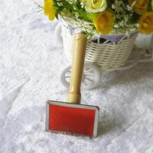 Holzgriff Haustier Hund Katze Tier Welpe Haar pflege Reinigung Shedding Slicker Brush mit Edelstahls tiften - Product Image 1