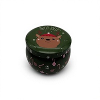 Ensemble cadeau de bougies parfumées de Noël de la marque Hongli, contenants ronds en étain, bougies en cire de soja, combustion longue durée, modèle HL-0009, Chine, Zhejiang