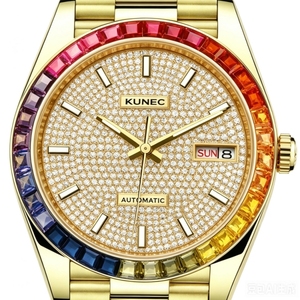 Relojes Automáticos de Lujo para Hombre, OEM, 40MM, Oro, Acero Inoxidable Sólido, Diamantes, Movimiento Mecánico Japonés Miyota 8205, Zafiro - Product Image 3