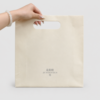 Sac en papier kraft à poignée découpée pour bouteille de vin, emballage d'articles longs, sac de transport pour produits de soin, cadeaux, vente au détail et en gros