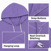 Robe de Chambre à Capuche en Microfibre de Couleur Unie Personnalisée OEM, Robe de Chambre à Capuche Personnalisée avec Logo, Taille Unique avec Pochette de Transport