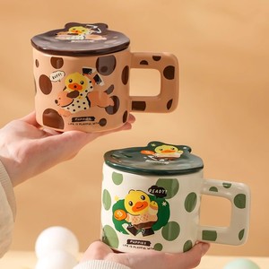 Puppee Little Yellow Duck Ceramic <b>Mug</b> With Lid Cartoon Design For Office Use Single Cup Gift <b>Set</b> - Product Image 5