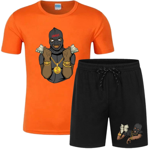 Wholesale Custom Men's Summer Active Tops Set 2-Piece Short Track <b>Suit</b> 100% Cotton Eco-Friendly Breathable <b>T</b>-<b>Shirt</b> Hot Sale - Product Image 1