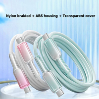 Câble USB Type C 60W 1M, cordon de charge rapide PD, design flexible en cristal, accessoires pour téléphone, vente en gros
