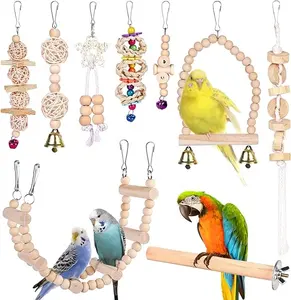 Giocattolo per Uccelli Morbido e Vendutissimo, Accessori in Legno, Altalena Rampicante, Gioco a Doppio Livello per Parrocchetti - Product Image 1