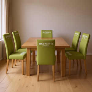 Chaises de salle à manger en tissu vert avec pieds en bois, ensemble de 4 meubles contemporains modernes et rembourrés pour la maison - Product Image 2