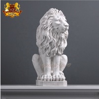 Grande statue de lion en marbre grandeur nature pour jardin extérieur, sculptures d'animaux en pierre de style occidental