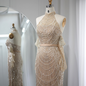 Jancember SZ289 luxe licou Dubai perles arabes sirène soirée formelle robes de soirée robes - Product Image 5