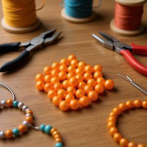 Perle di ilan rotonde arancioni da 10 mm, 20 g, per la creazione di gioielli - Product Image 3