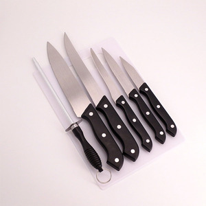 Regalo <span class=keywords><strong>de</strong></span> promoción, venta al por mayor, barato, 7 Uds., mango <span class=keywords><strong>de</strong></span> plástico, herramientas <span class=keywords><strong>de</strong></span> cocina <span class=keywords><strong>de</strong></span> acero inoxidable, juego <span class=keywords><strong>de</strong></span> cuchillos con tabla <span class=keywords><strong>de</strong></span> cortar - Product Image 4