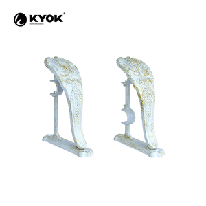 KYOK Premium Ornate <strong>Curtain</strong> <strong>Pole</strong> - Fluted Rod with <strong>Cream</strong> &amp; Gold Antique Finish - Product Image 4
