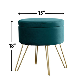 Modern Round Velvet Storage Ottoman <strong>Foot</strong> Rest <strong>Stool</strong> Seat <strong>Coffee</strong> <strong>Table</strong> <strong>with</strong> <strong>Stools</strong> - Product Image 3