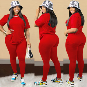 Setelan Celana Pensil Bodycon Lengan Panjang, Setelan 2 Potong Pakaian Grosir Baju Keringat Polos Ukuran Besar 5XL - Product Image 4