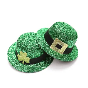 Mujeres Día de San Patricio fiesta sombrero de copa horquilla día irlandés trébol Pinza para el pelo accesorios Mini sombrero de copa