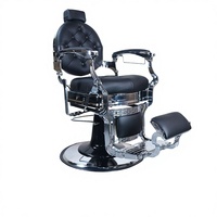 Fauteuil de barbier vintage haut de gamme en cuir avec pompe hydraulique professionnelle inclinable et réglable en hauteur pour salon de beauté