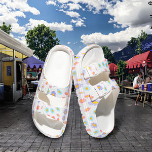 Sandales décontractées légères en EVA pour femme, à enfiler, à bout ouvert, motif floral, avec double bride réglable - Product Image 3