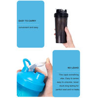 Bouteille de shaker sport 700 ml, mélangeur de protéines, anti-fuite, sans BPA, plastique écologique, passe au lave-vaisselle, 100 % qualité alimentaire
